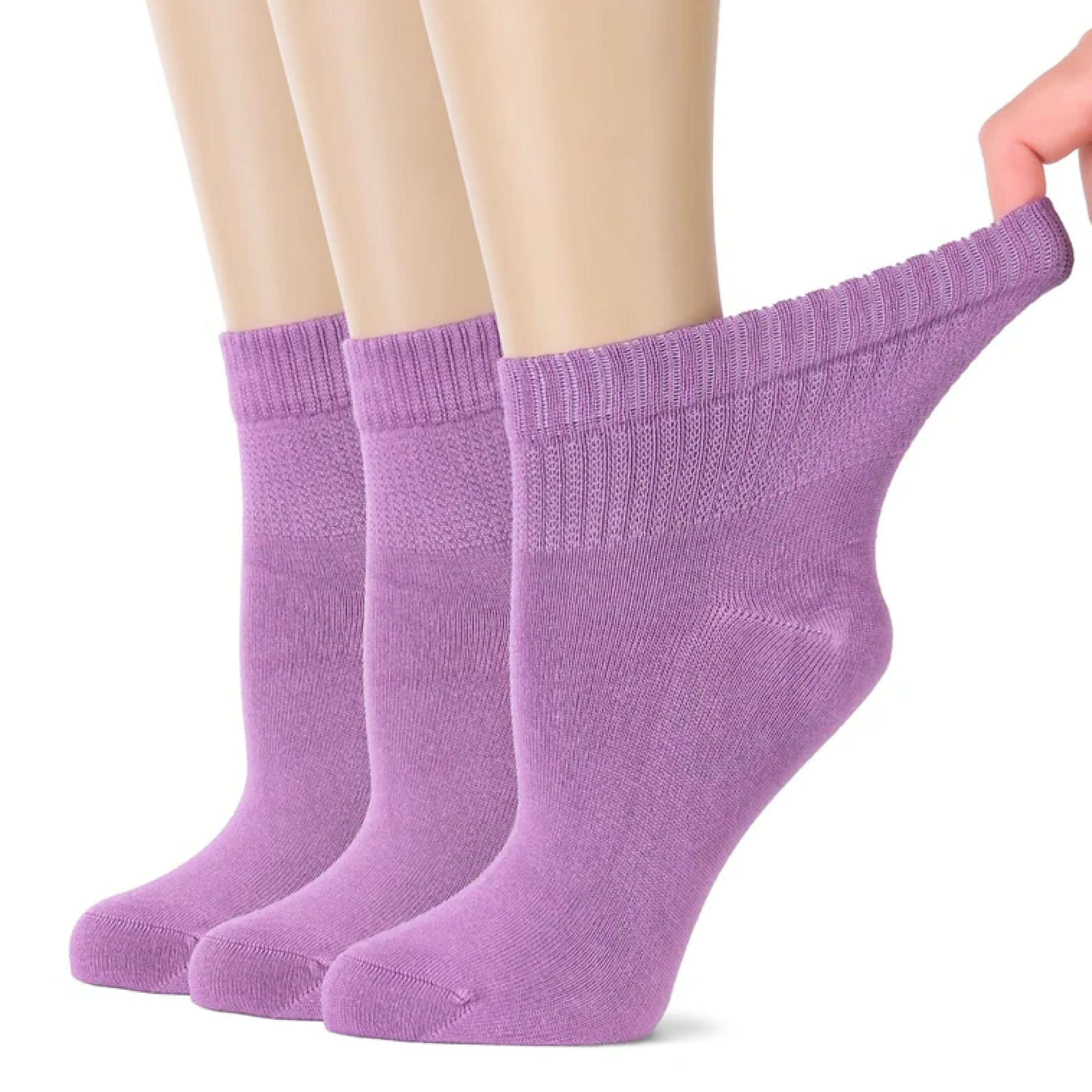 Women's Comfortable Diabetic Bamboo Ankle Socks for Swollen Legs, 3 Pairs
