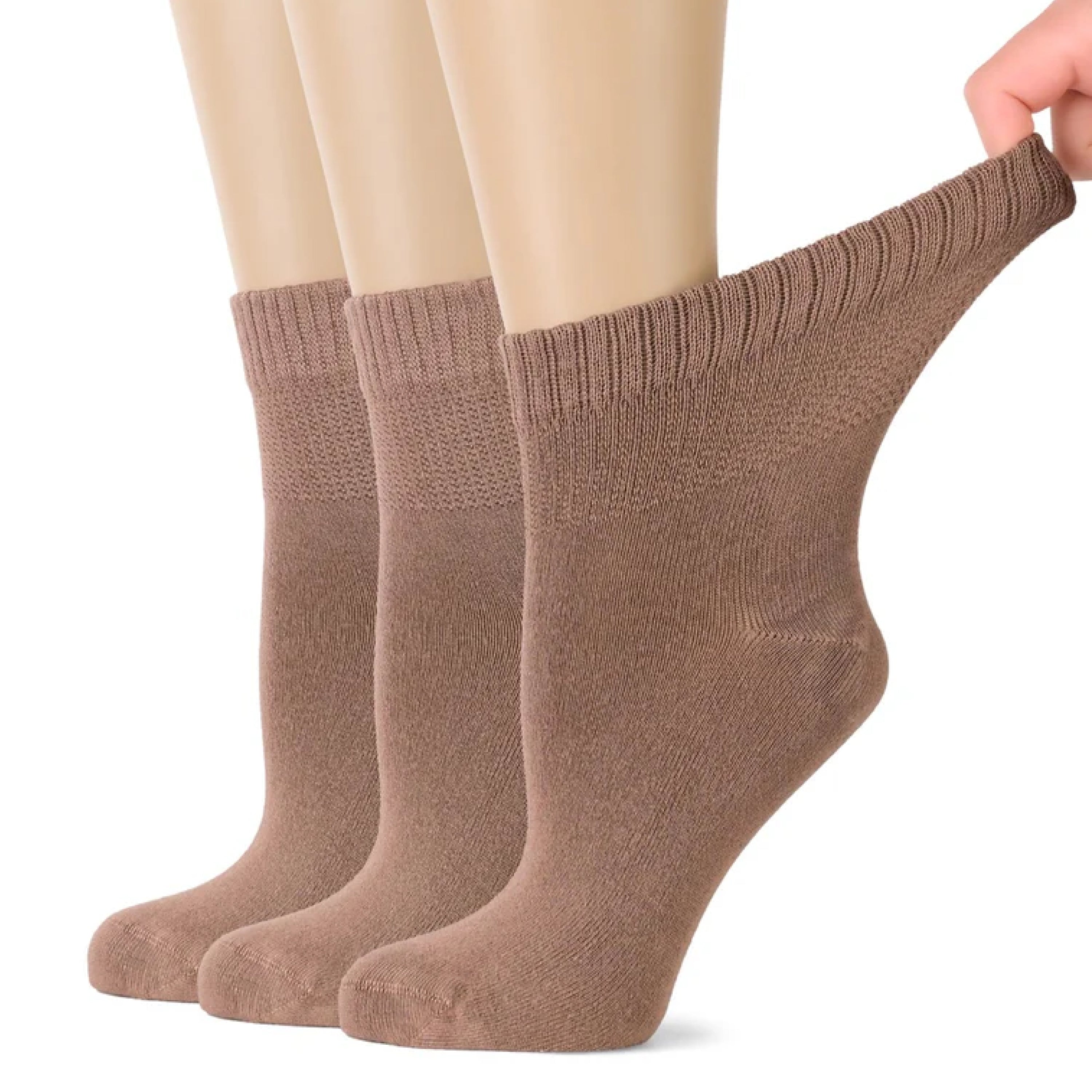 Women's Comfortable Diabetic Bamboo Ankle Socks for Swollen Legs, 3 Pairs