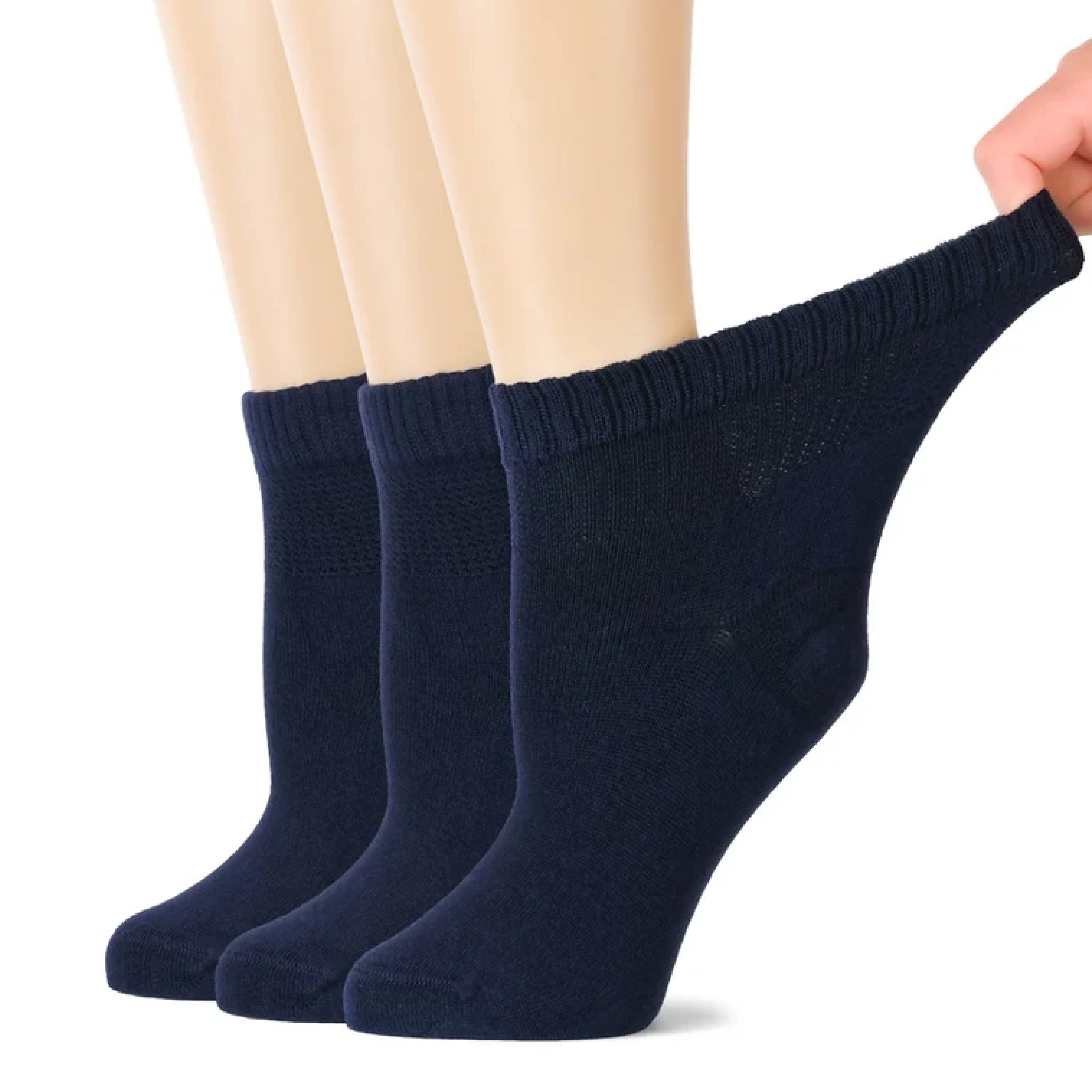 Women's Comfortable Diabetic Bamboo Ankle Socks for Swollen Legs, 3 Pairs