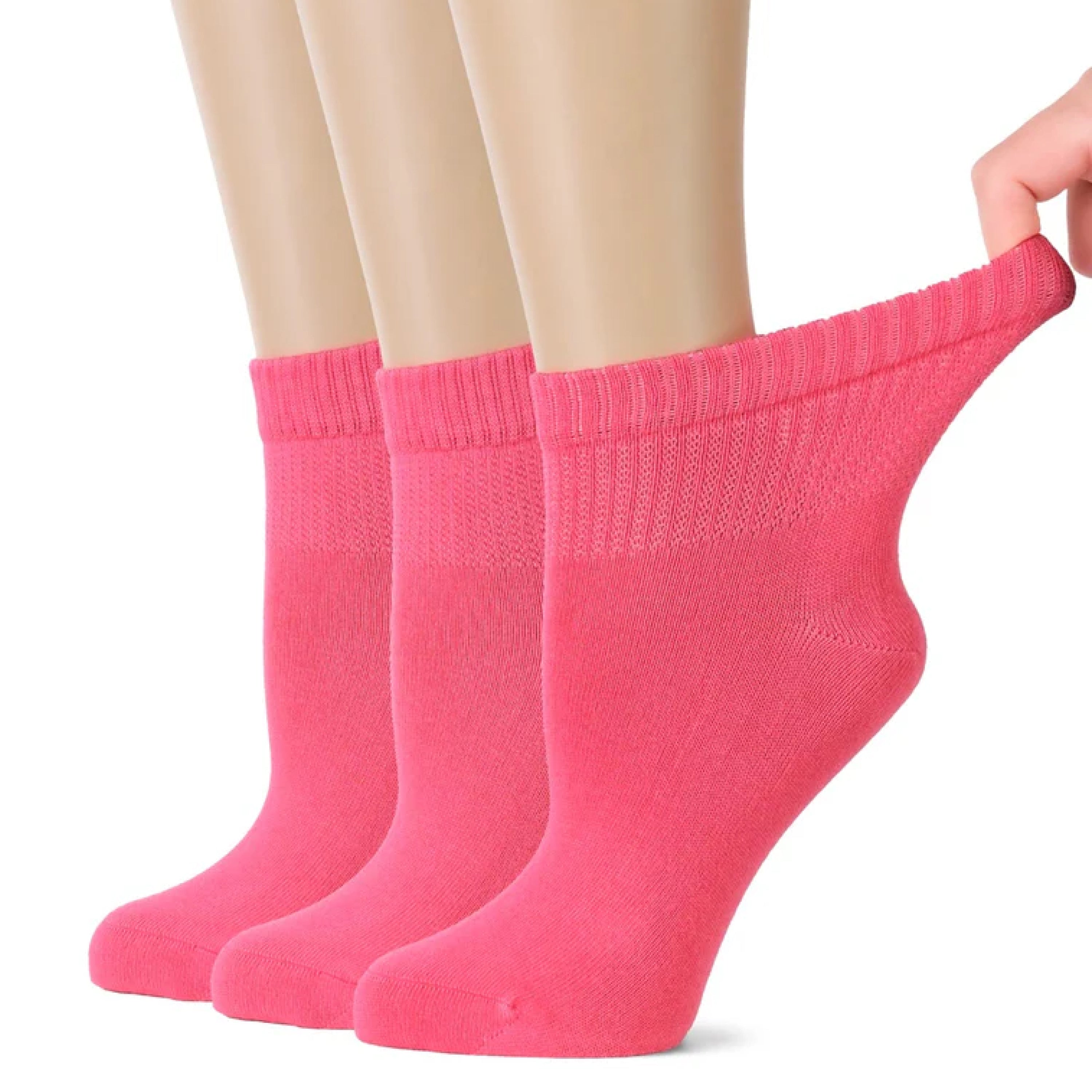 Women's Comfortable Diabetic Bamboo Ankle Socks for Swollen Legs, 3 Pairs