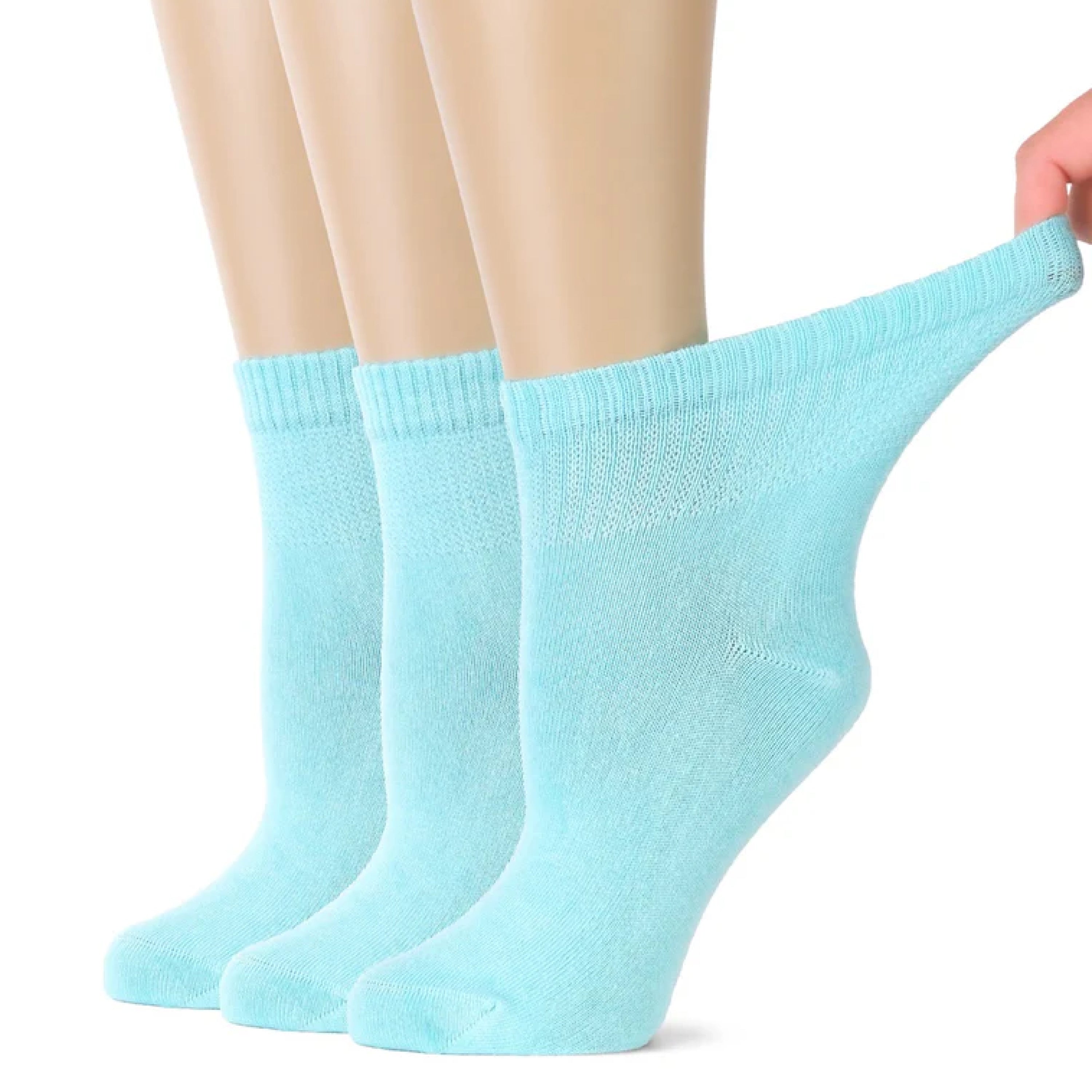 Women's Comfortable Diabetic Bamboo Ankle Socks for Swollen Legs, 3 Pairs