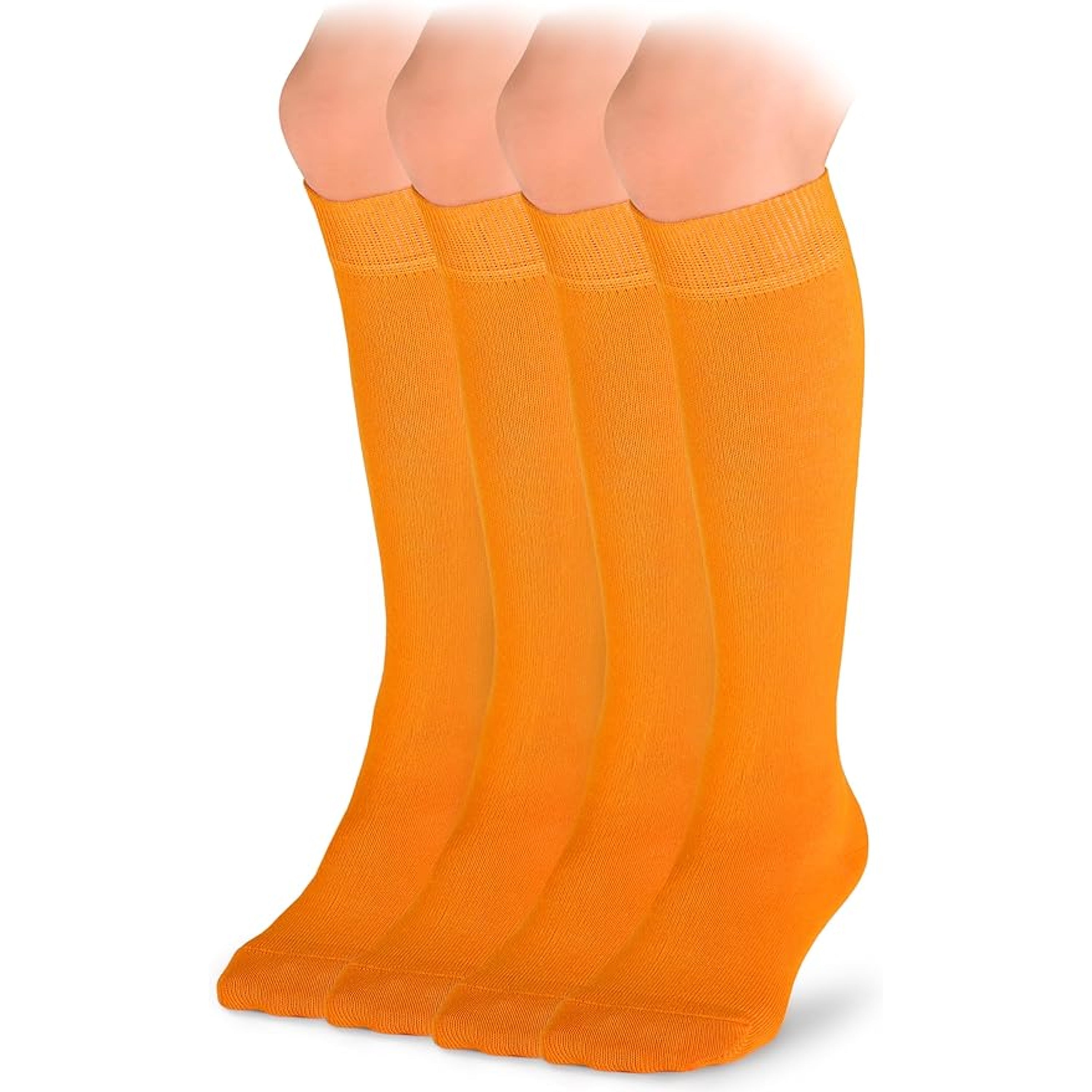 Kids' Plain Cotton Dress Knee-High Socks, 4 Pairs