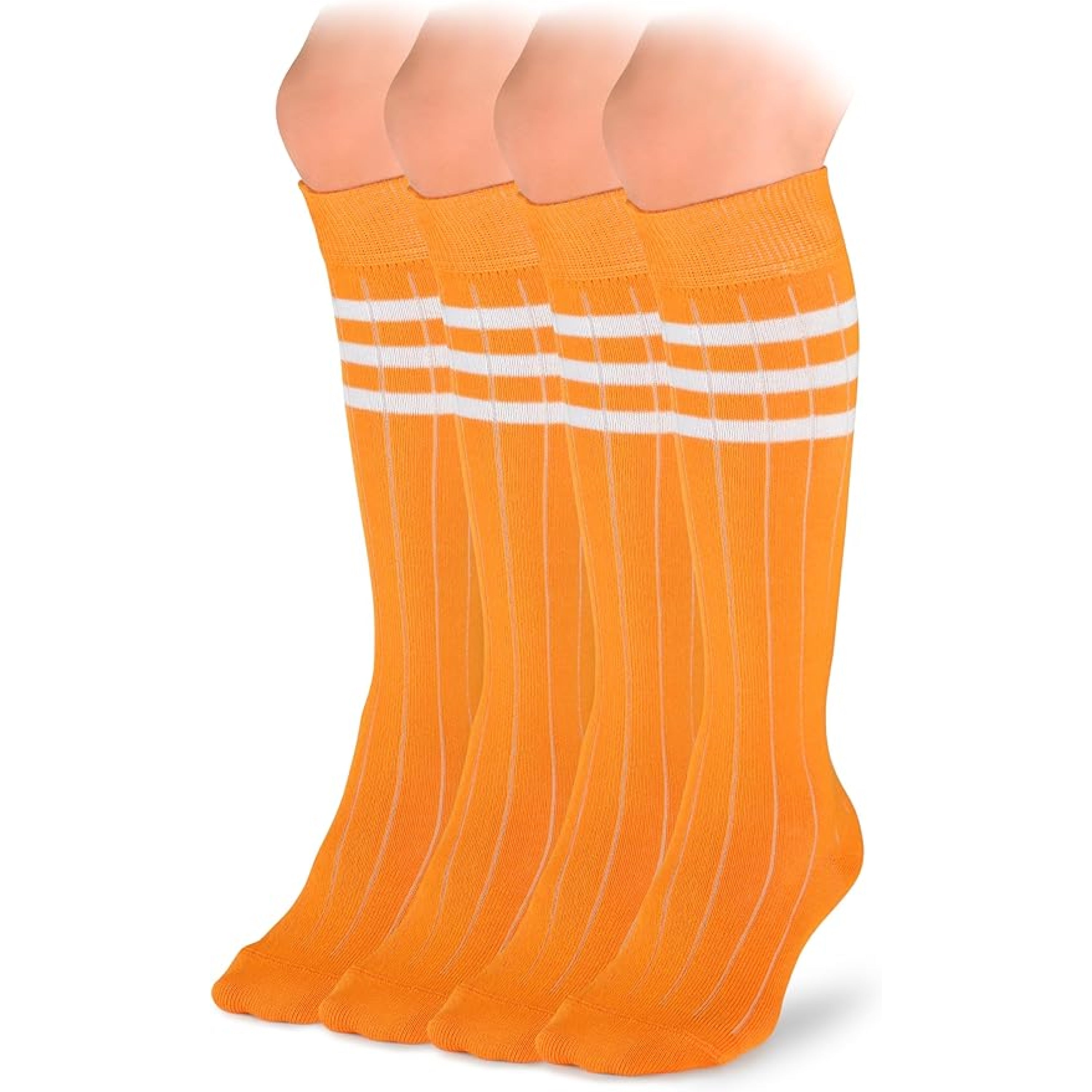 Striped Cotton Kids' Knee-High Dress Socks, 4 Pairs