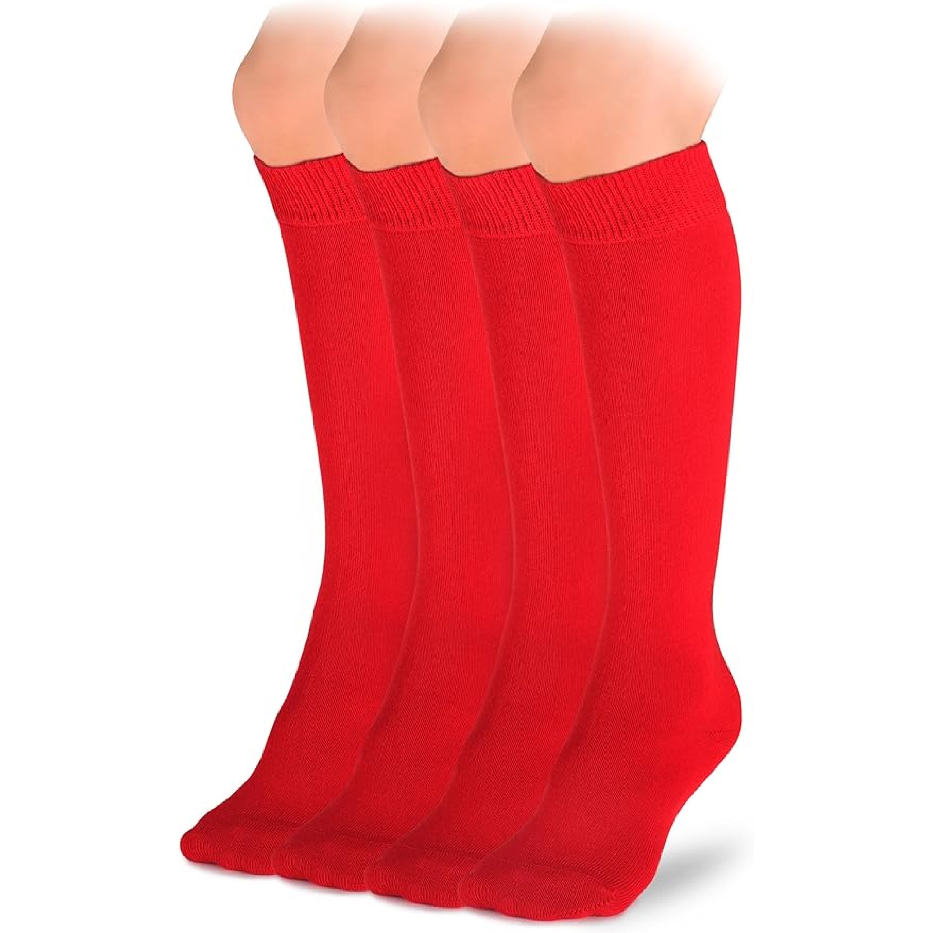 Kids' Plain Cotton Dress Knee-High Socks, 4 Pairs