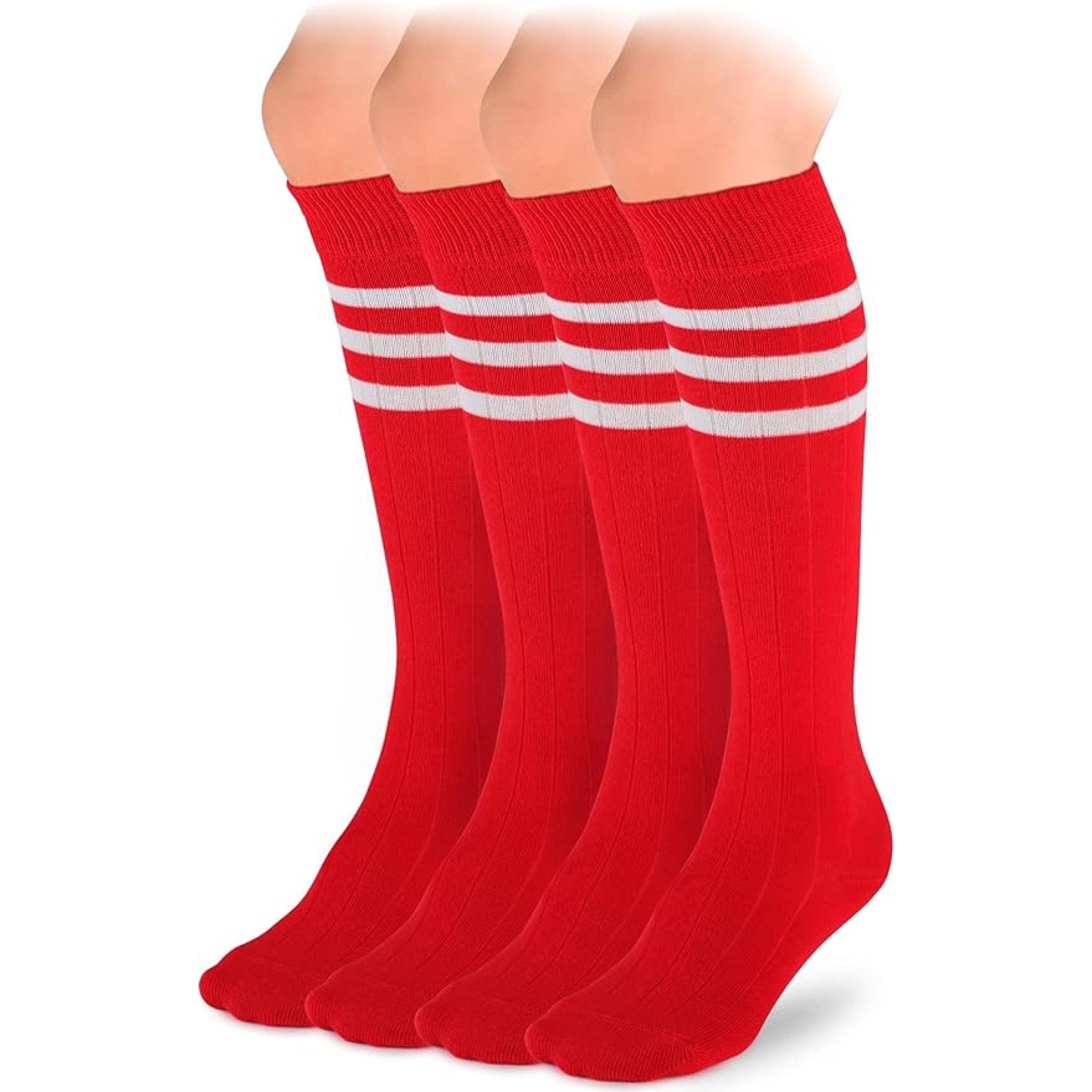 Striped Cotton Kids' Knee-High Dress Socks, 4 Pairs