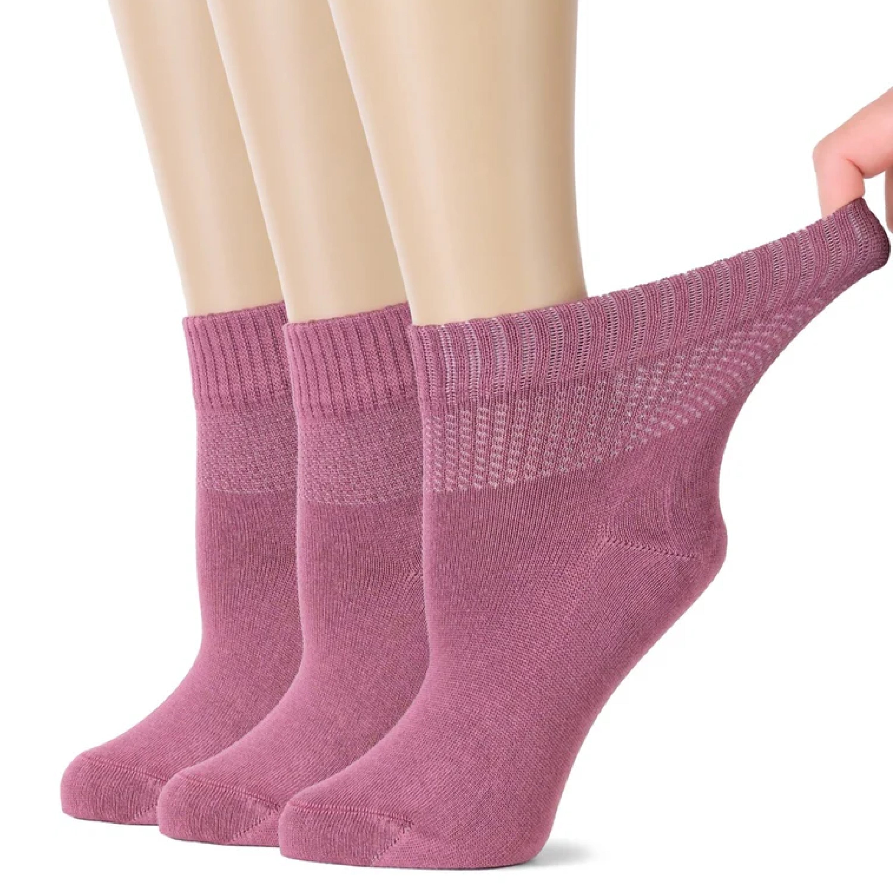 Women's Comfortable Diabetic Bamboo Ankle Socks for Swollen Legs, 3 Pairs