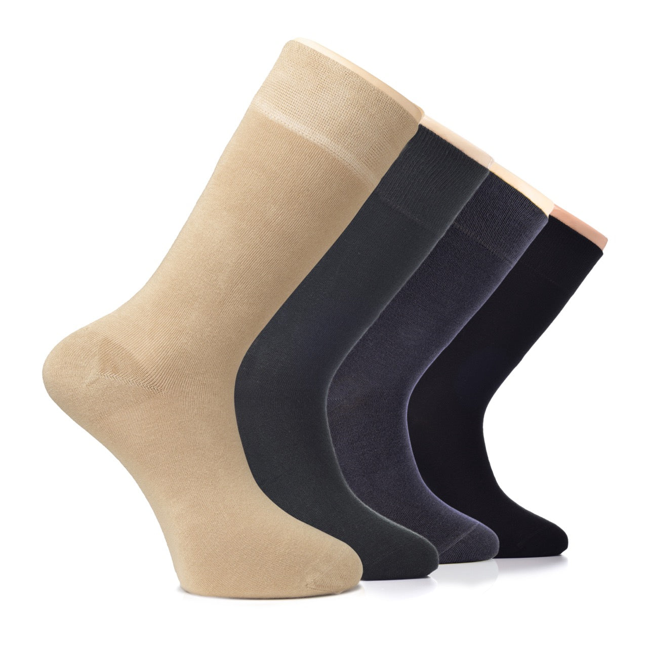 Men's Cotton Dress Seamless Toe Business Crew Socks with Gift Box, 4 Pairs