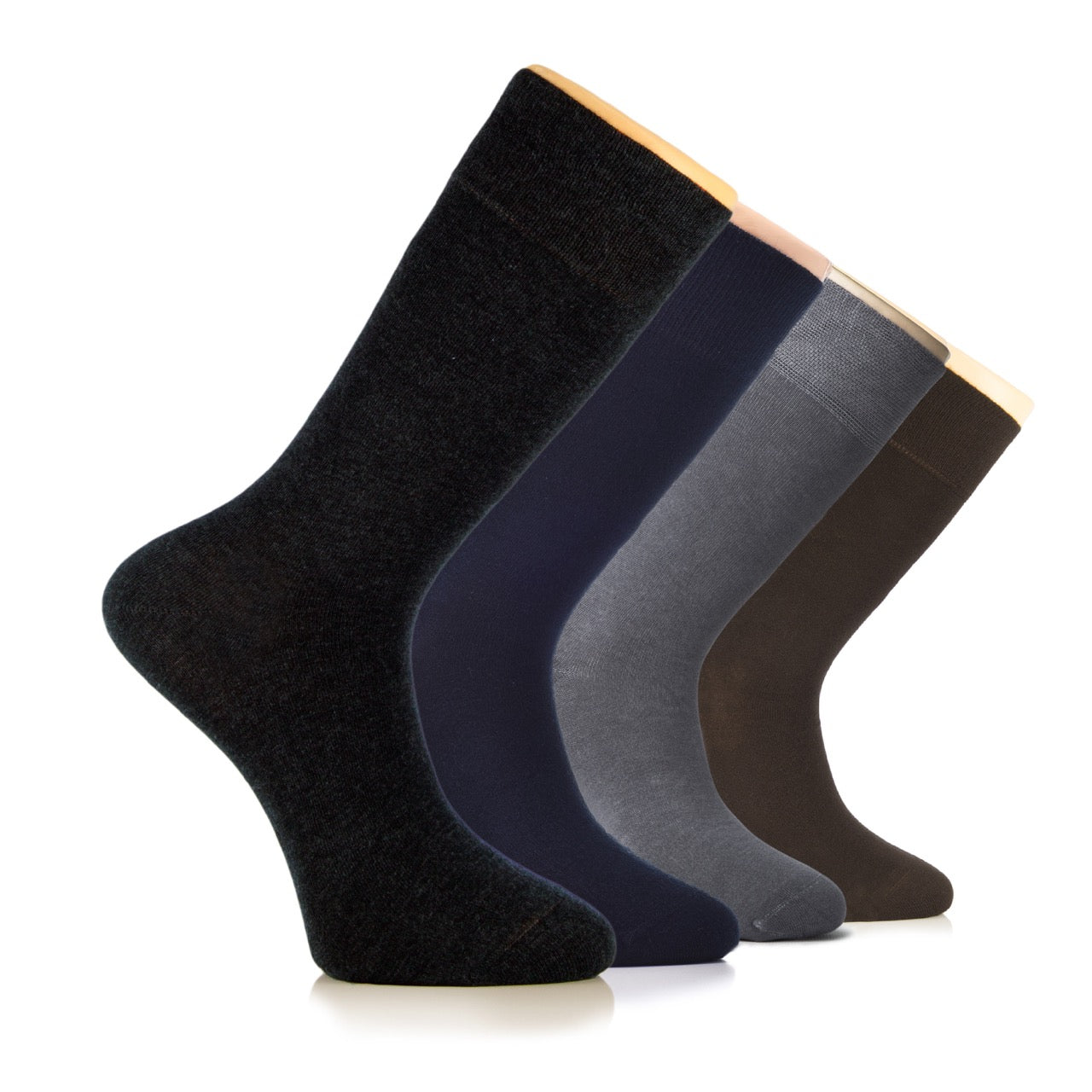 Men's Cotton Dress Seamless Toe Business Crew Socks with Gift Box, 4 Pairs