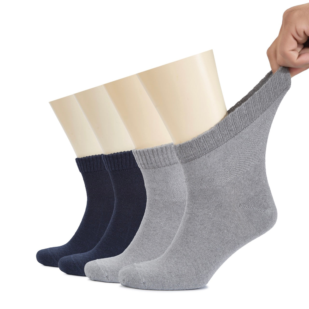 Men's Diabetic Ankle Thin Cotton Socks, 4 Pairs