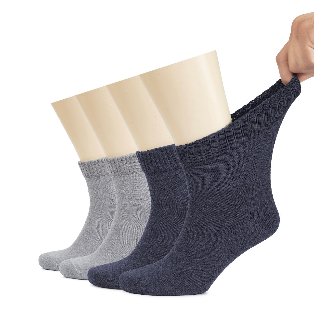 Men's Diabetic Ankle Thin Cotton Socks, 4 Pairs