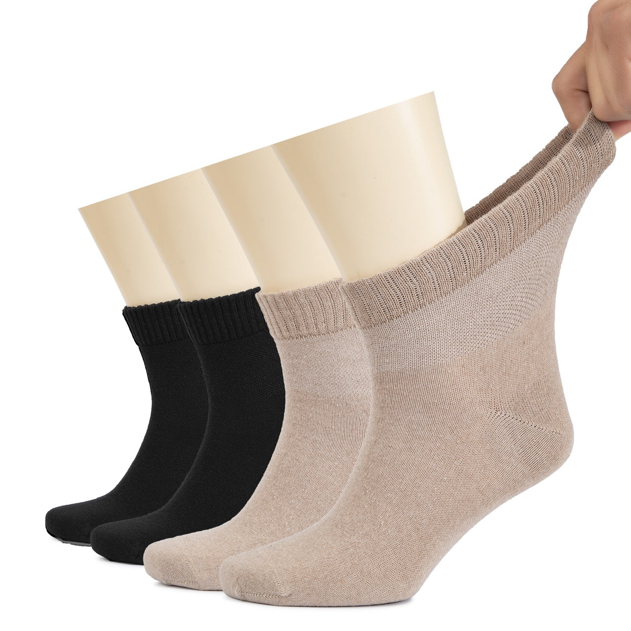 Men's Diabetic Ankle Thin Cotton Socks, 4 Pairs