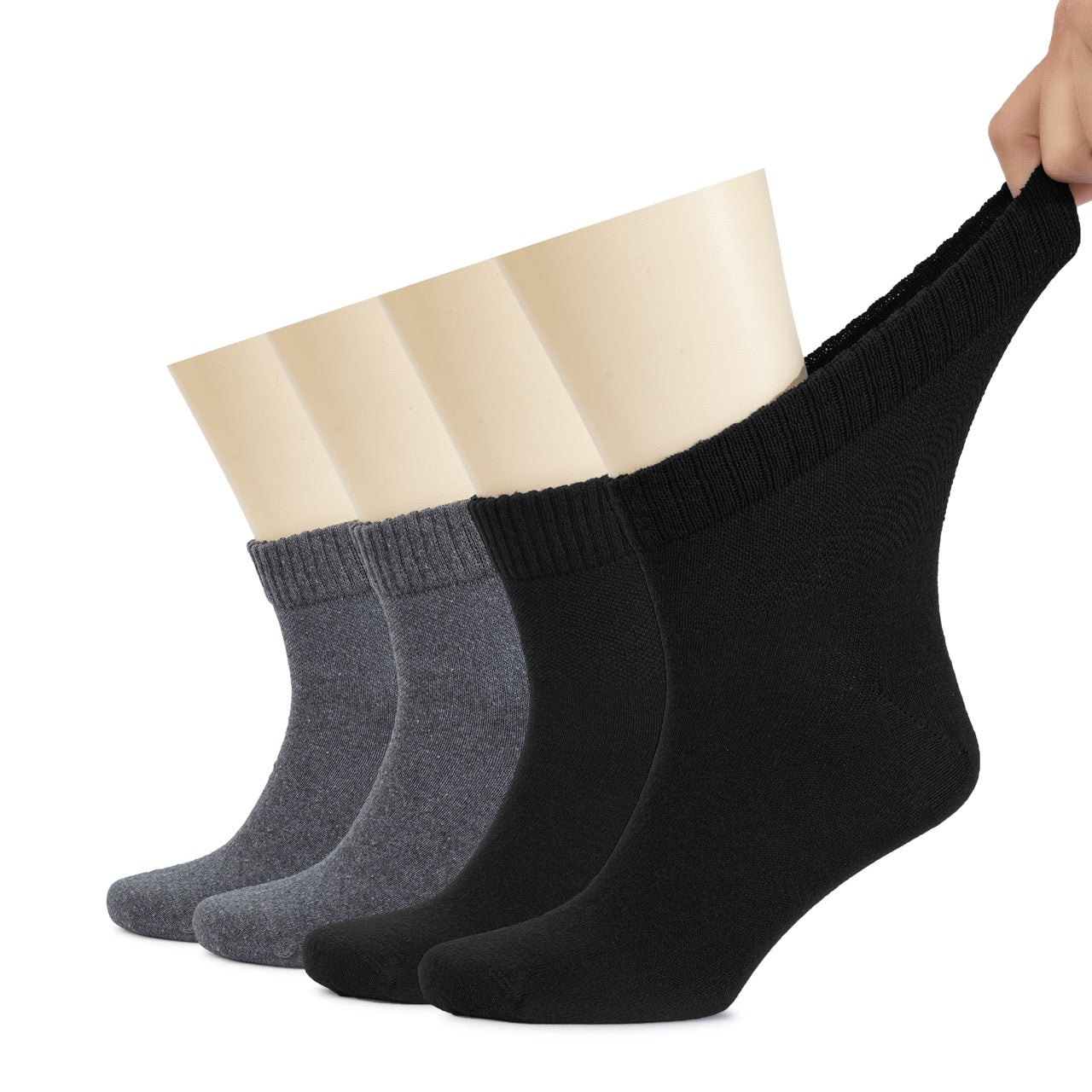 Men's Diabetic Ankle Thin Cotton Socks, 4 Pairs