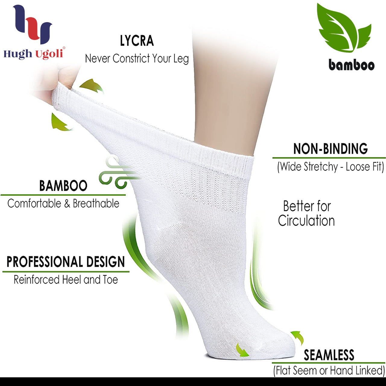 Women's Comfortable Diabetic Bamboo Ankle Socks for Swollen Legs, 3 Pairs