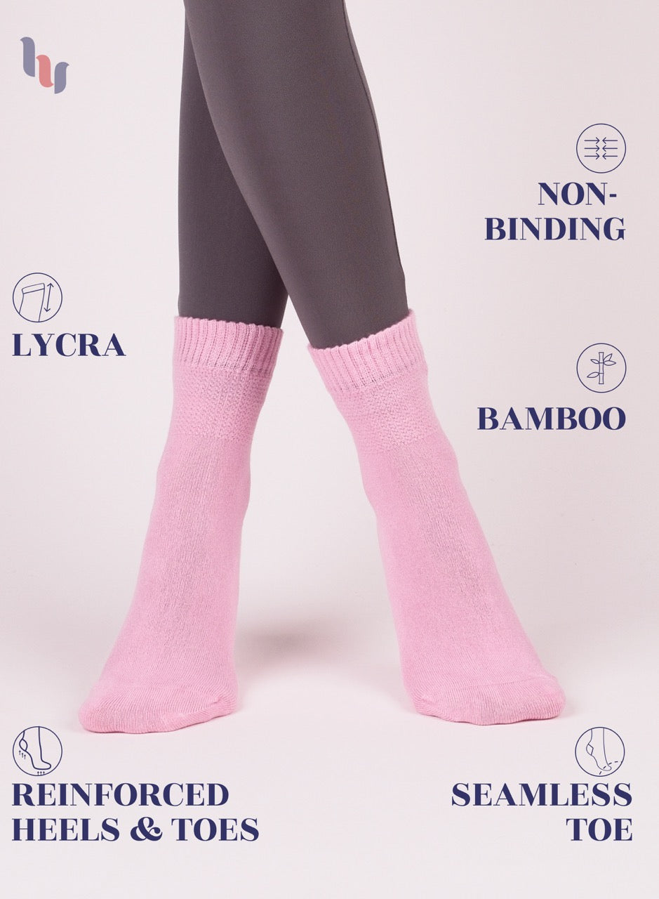 Lightweight Diabetic Bamboo Ankle Socks for Women, 4 Pairs