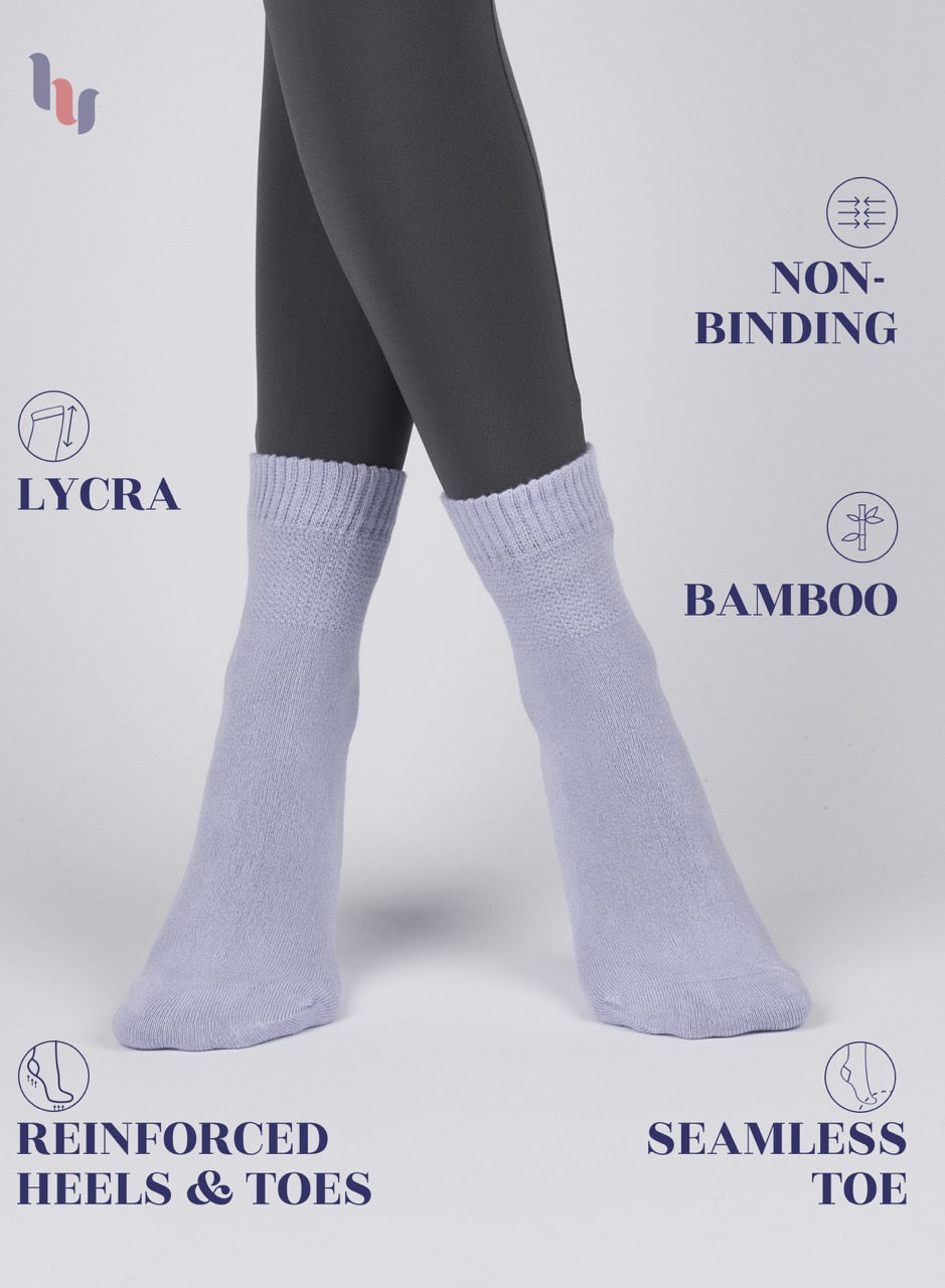 Lightweight Diabetic Bamboo Ankle Socks for Women, 4 Pairs