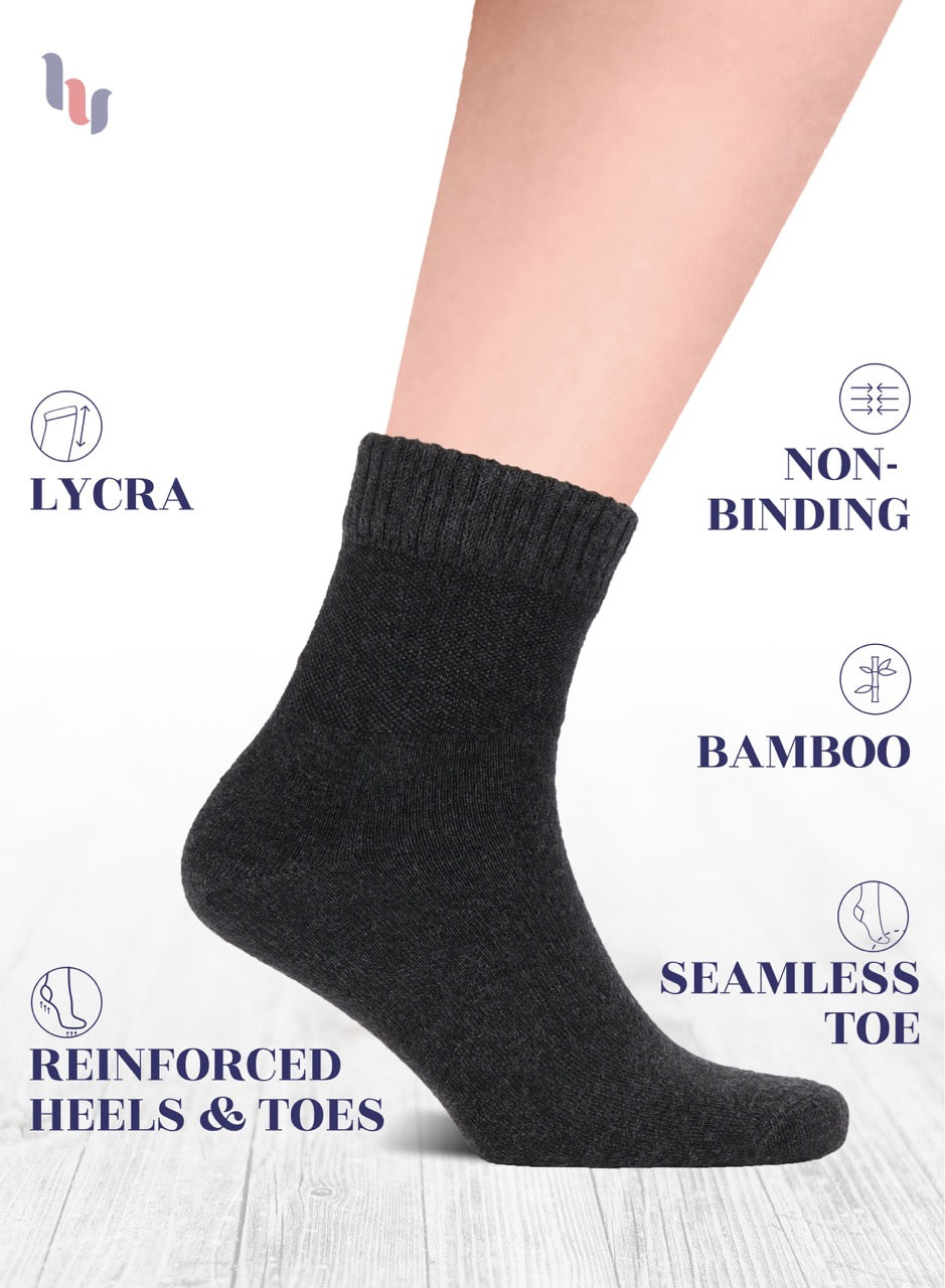 Men's Lightweight Bamboo Diabetic Ankle Socks, 4 Pairs