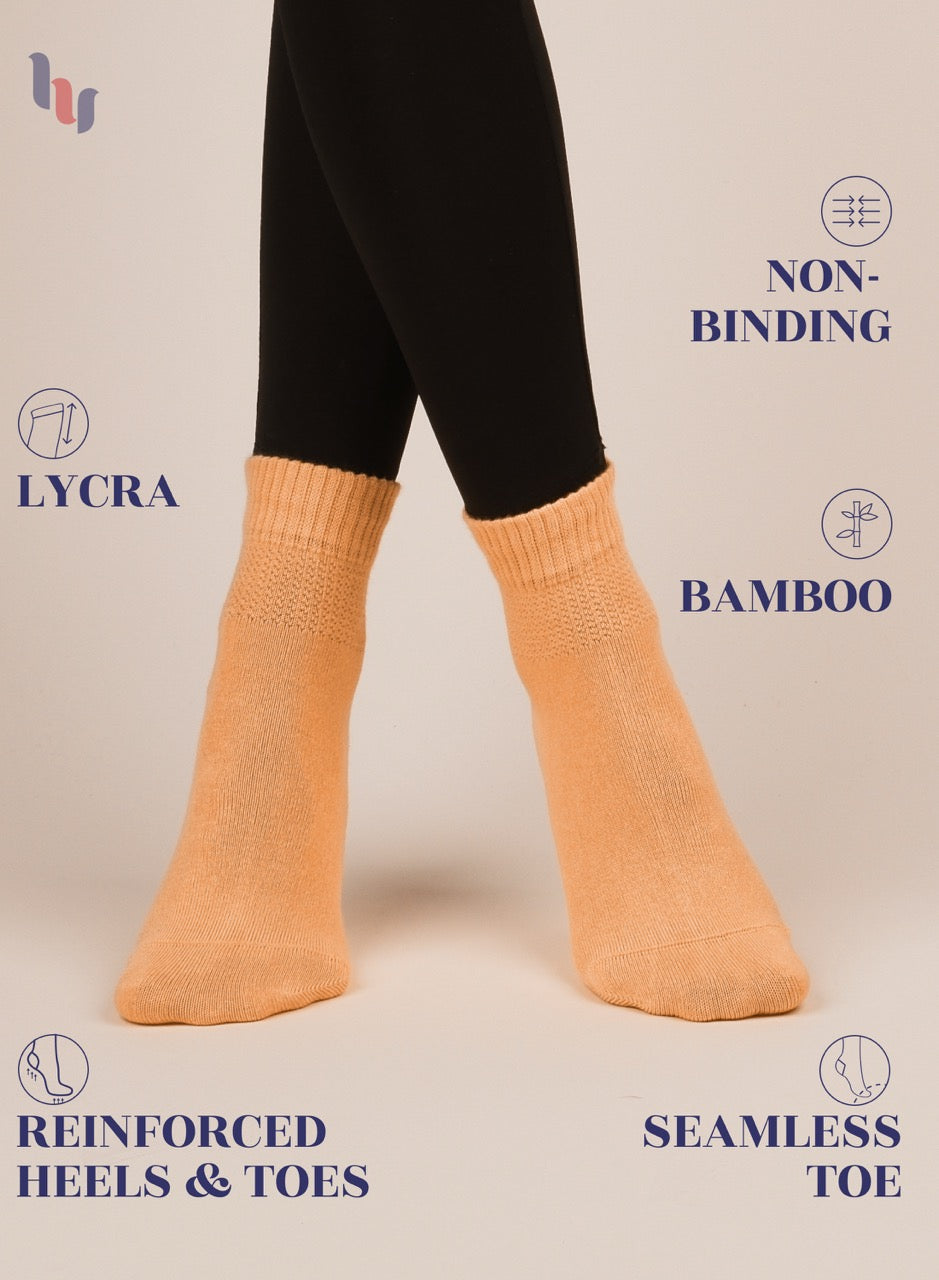Lightweight Diabetic Bamboo Ankle Socks for Women, 4 Pairs