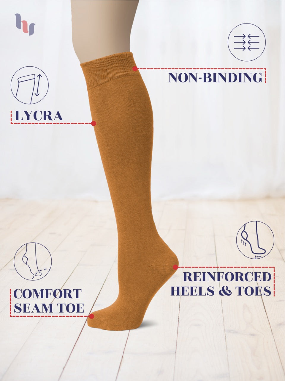 Knee-High Bamboo Dress Socks for Women, 4 Pairs