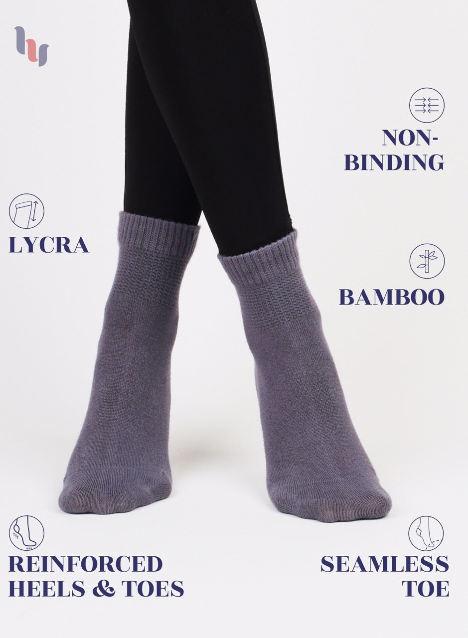 Lightweight Diabetic Bamboo Ankle Socks for Women, 4 Pairs