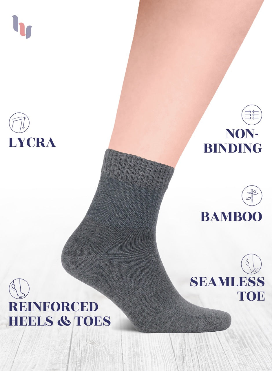 Men's Lightweight Bamboo Diabetic Ankle Socks, 4 Pairs