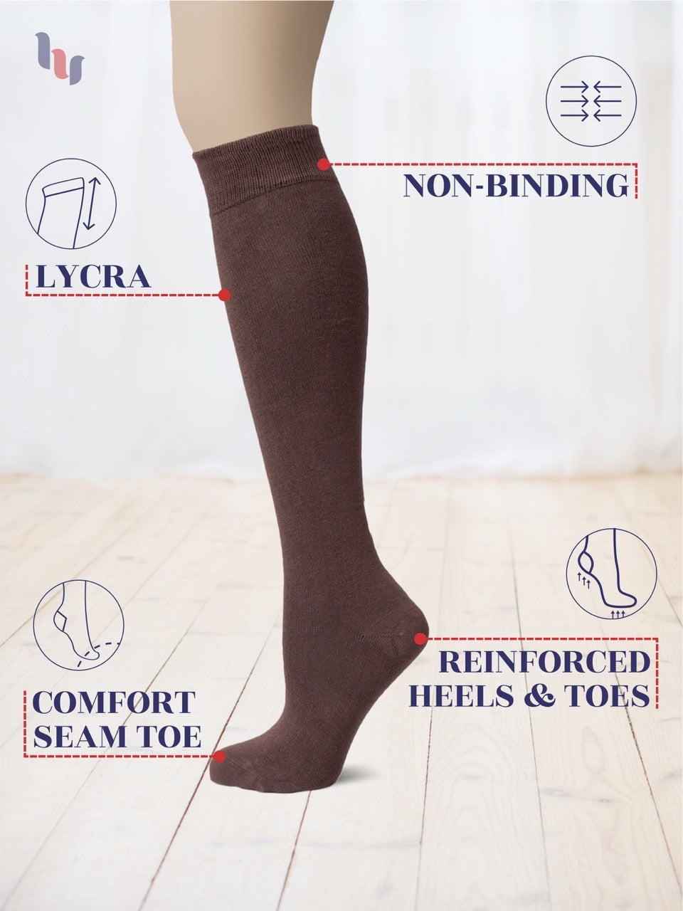Knee-High Bamboo Dress Socks for Women, 4 Pairs