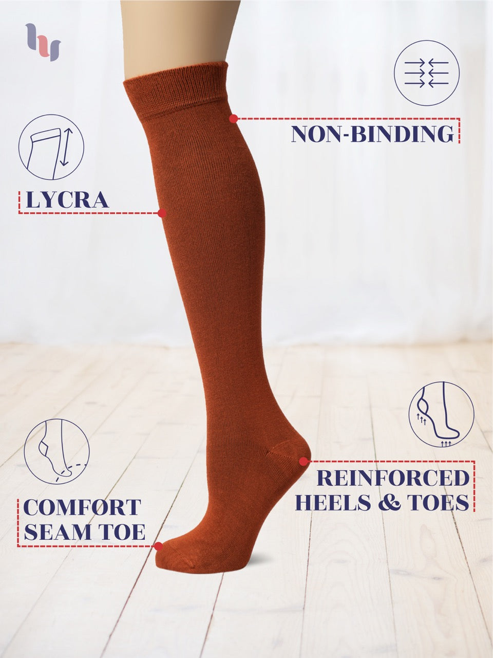 Knee-High Bamboo Dress Socks for Women, 4 Pairs