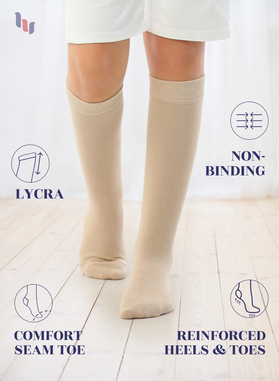 Kids' Bamboo School Knee-High Socks, 3 Pairs