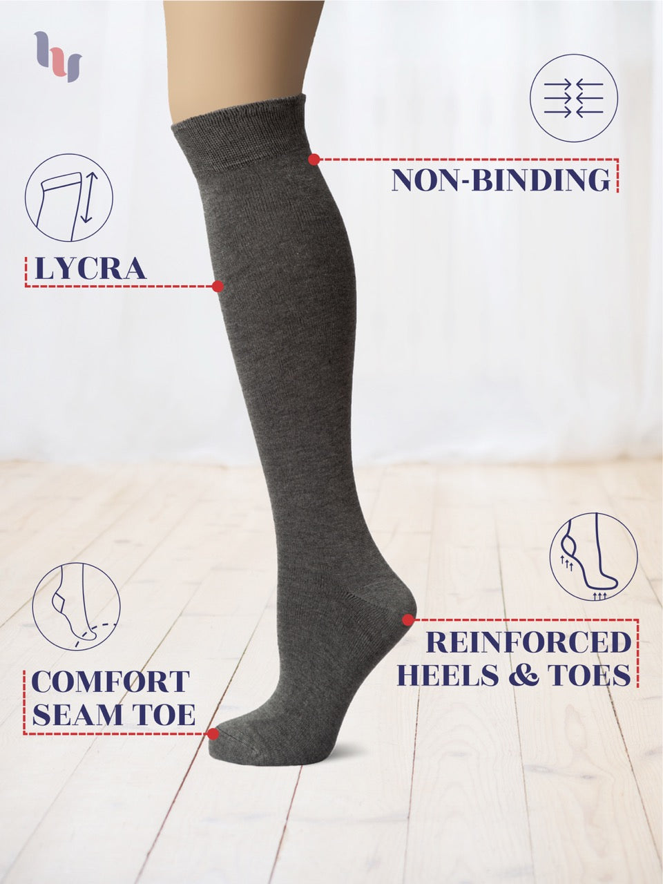 Knee-High Bamboo Dress Socks for Women, 4 Pairs