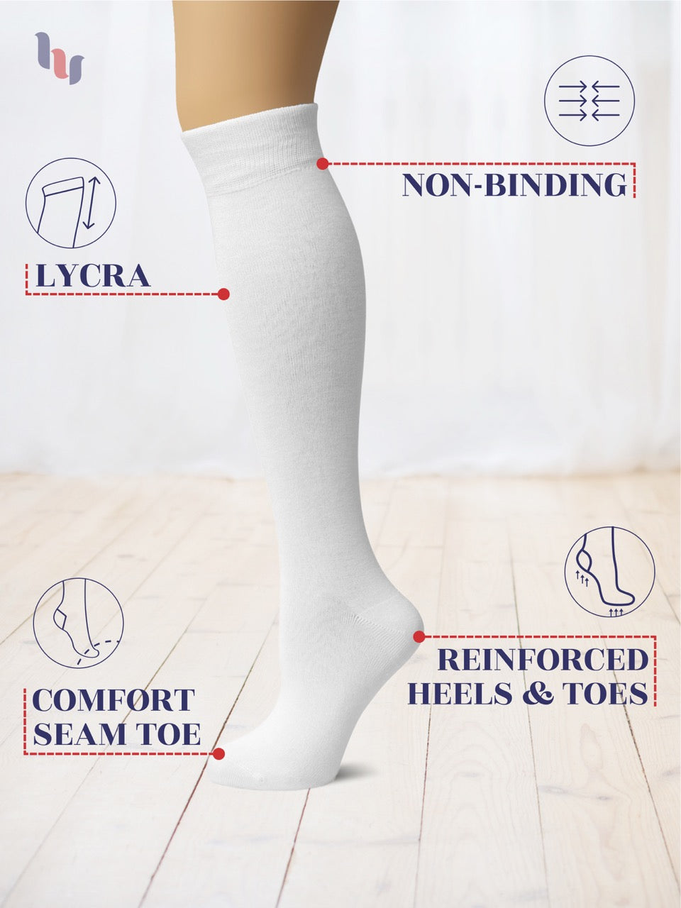 Knee-High Bamboo Dress Socks for Women, 4 Pairs