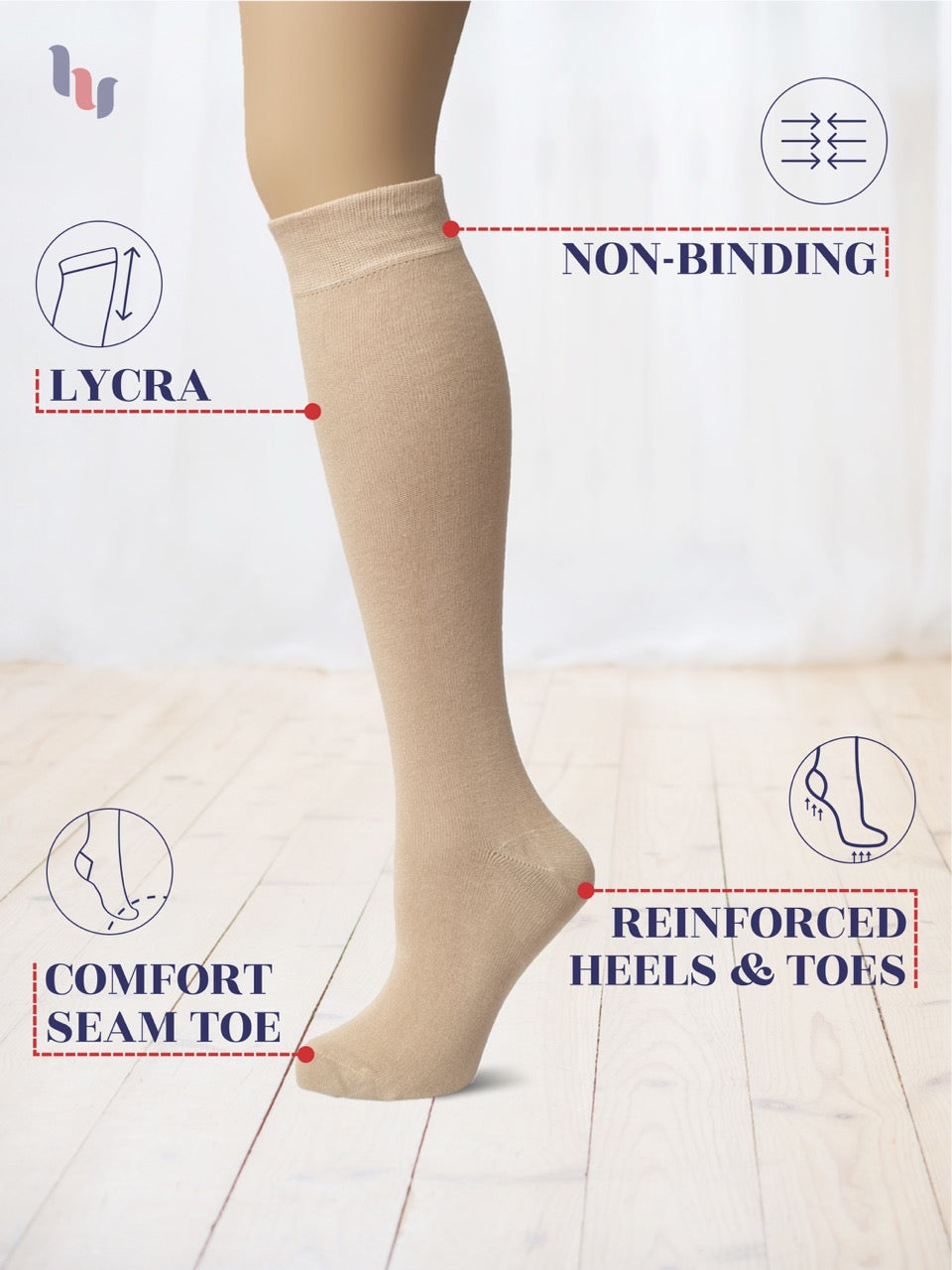 Knee-High Bamboo Dress Socks for Women, 4 Pairs