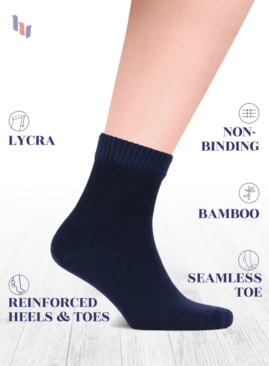 Men's Lightweight Bamboo Diabetic Ankle Socks, 4 Pairs