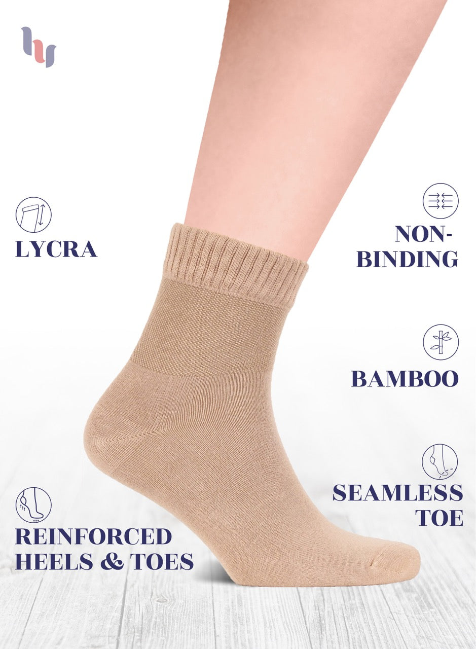 Men's Lightweight Bamboo Diabetic Ankle Socks, 4 Pairs
