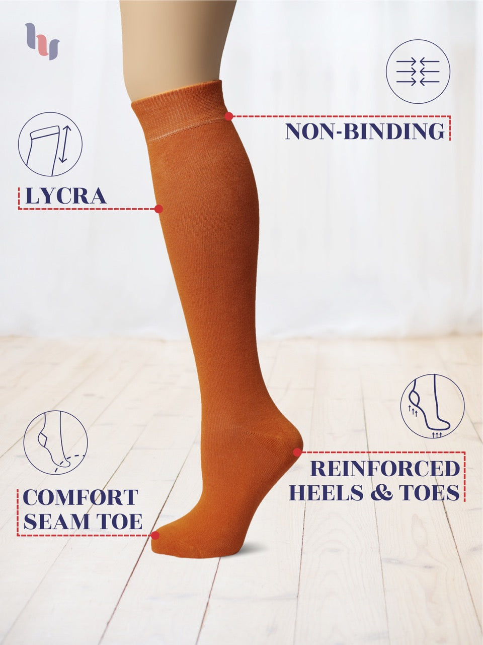 Knee-High Bamboo Dress Socks for Women, 4 Pairs