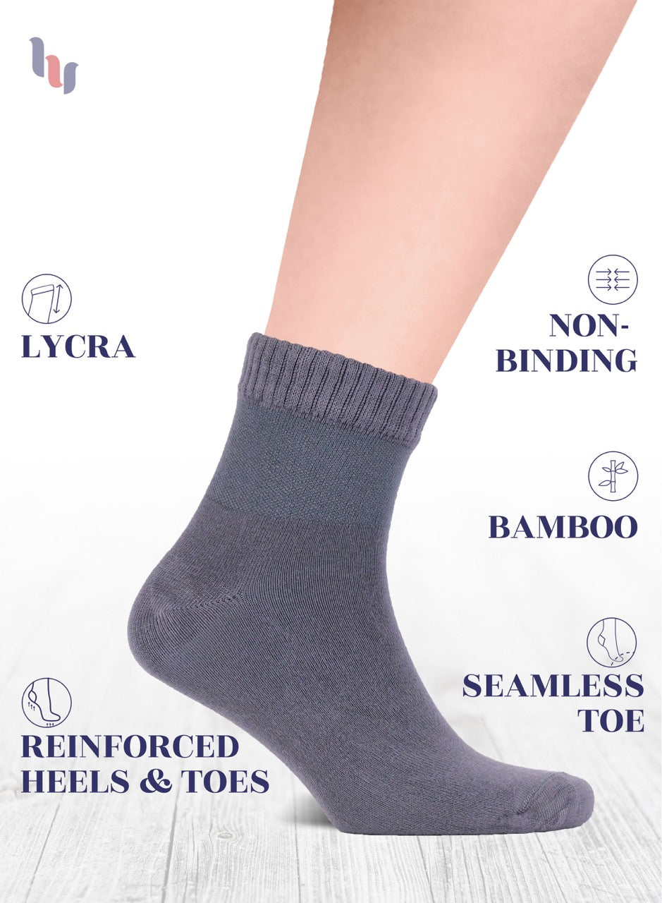 Men's Lightweight Bamboo Diabetic Ankle Socks, 4 Pairs
