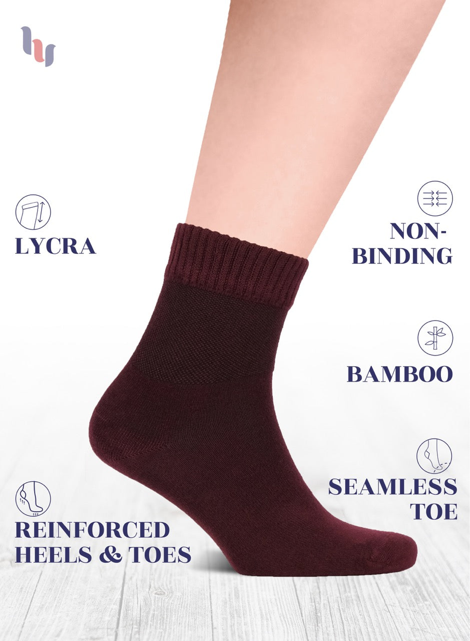 Men's Lightweight Bamboo Diabetic Ankle Socks, 4 Pairs