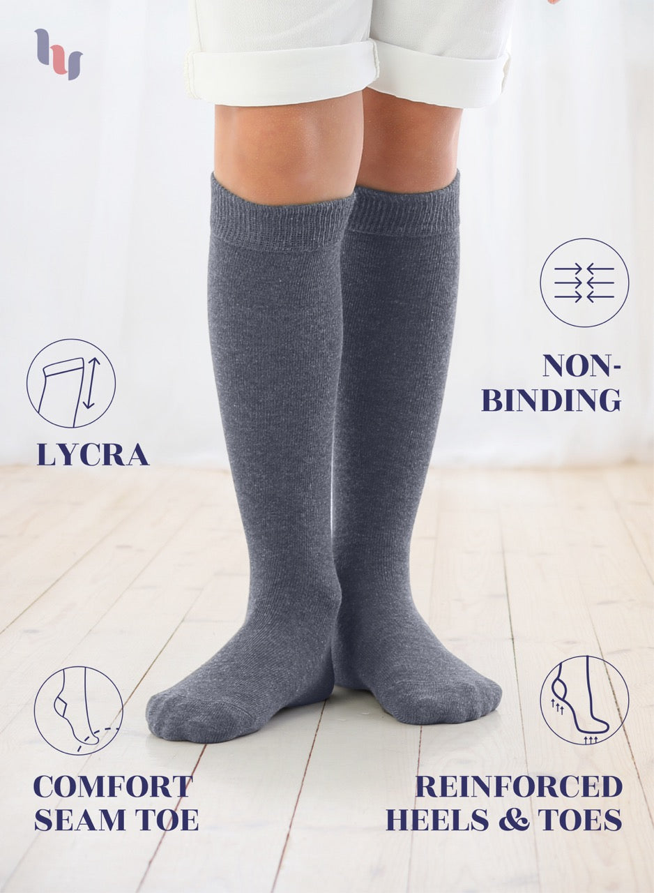 Kids' Bamboo School Knee-High Socks, 3 Pairs