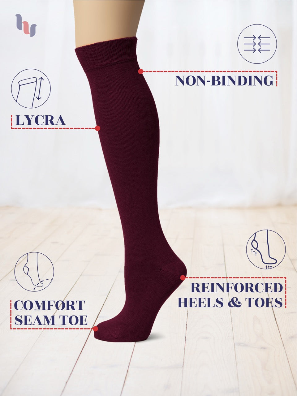 Knee-High Bamboo Dress Socks for Women, 4 Pairs