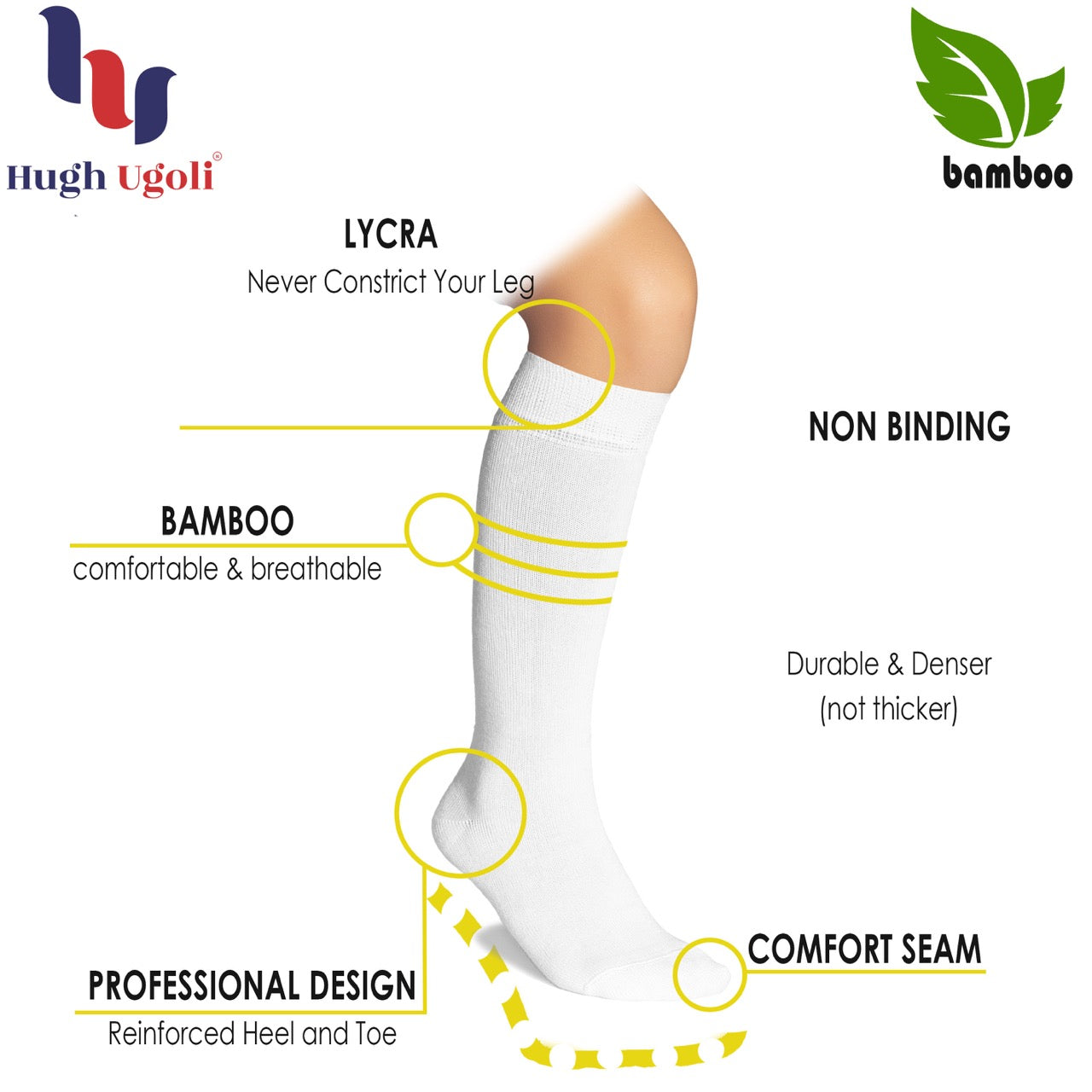 Kids' Bamboo School Knee-High Socks, 3 Pairs