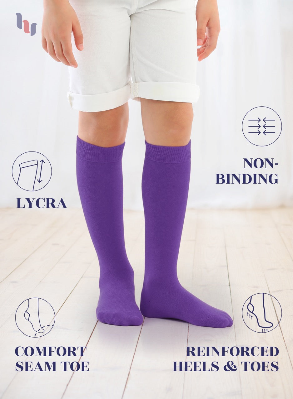 Kids' Bamboo School Knee-High Socks, 3 Pairs