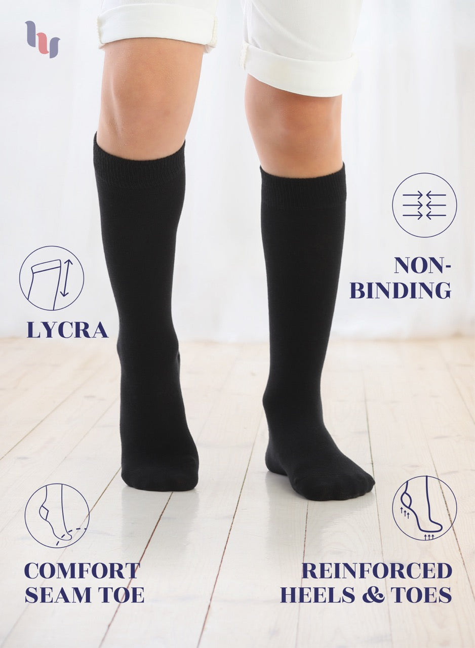 Kids' Bamboo School Knee-High Socks, 3 Pairs