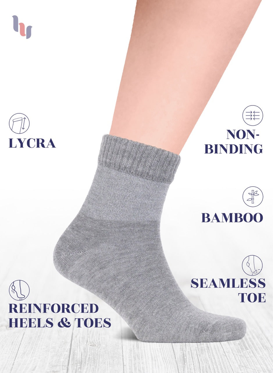 Men's Lightweight Bamboo Diabetic Ankle Socks, 4 Pairs