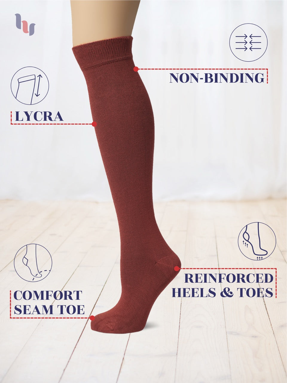 Knee-High Bamboo Dress Socks for Women, 4 Pairs