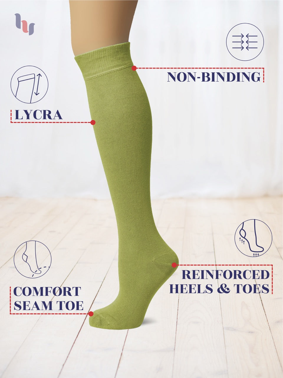 Knee-High Bamboo Dress Socks for Women, 4 Pairs