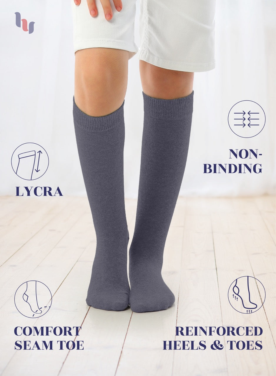 Kids' Bamboo School Knee-High Socks, 3 Pairs