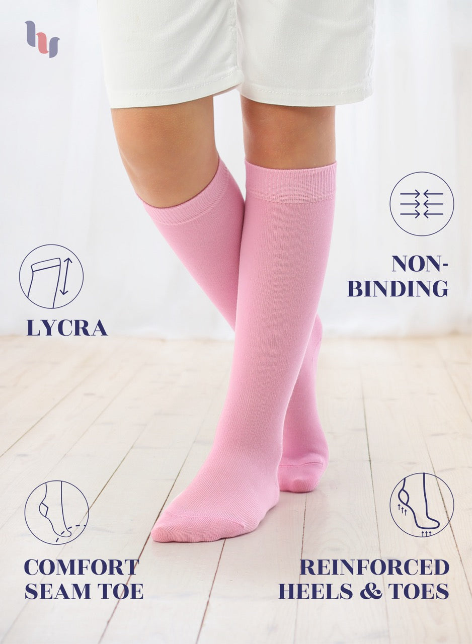 Kids' Bamboo School Knee-High Socks, 3 Pairs