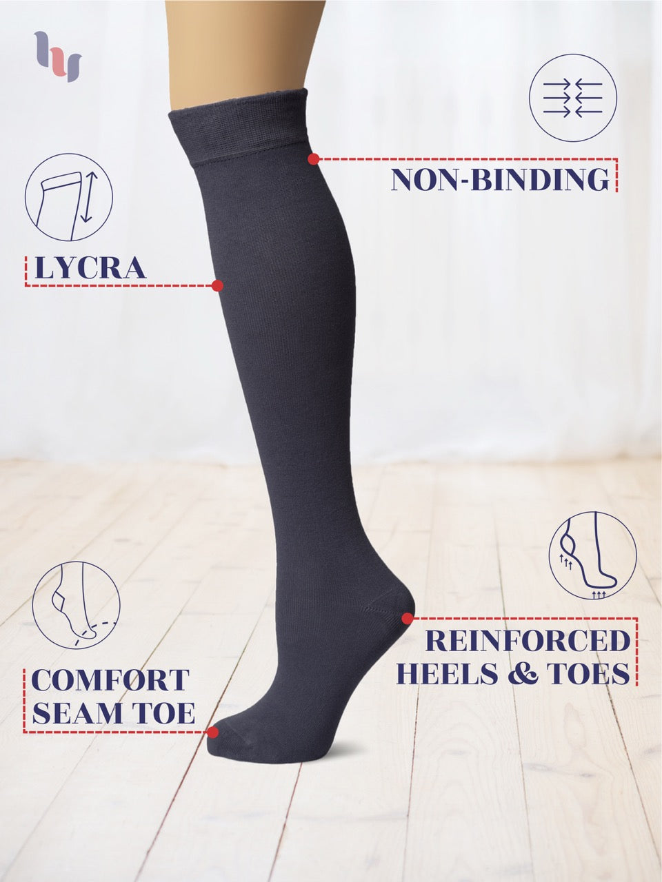 Knee-High Bamboo Dress Socks for Women, 4 Pairs