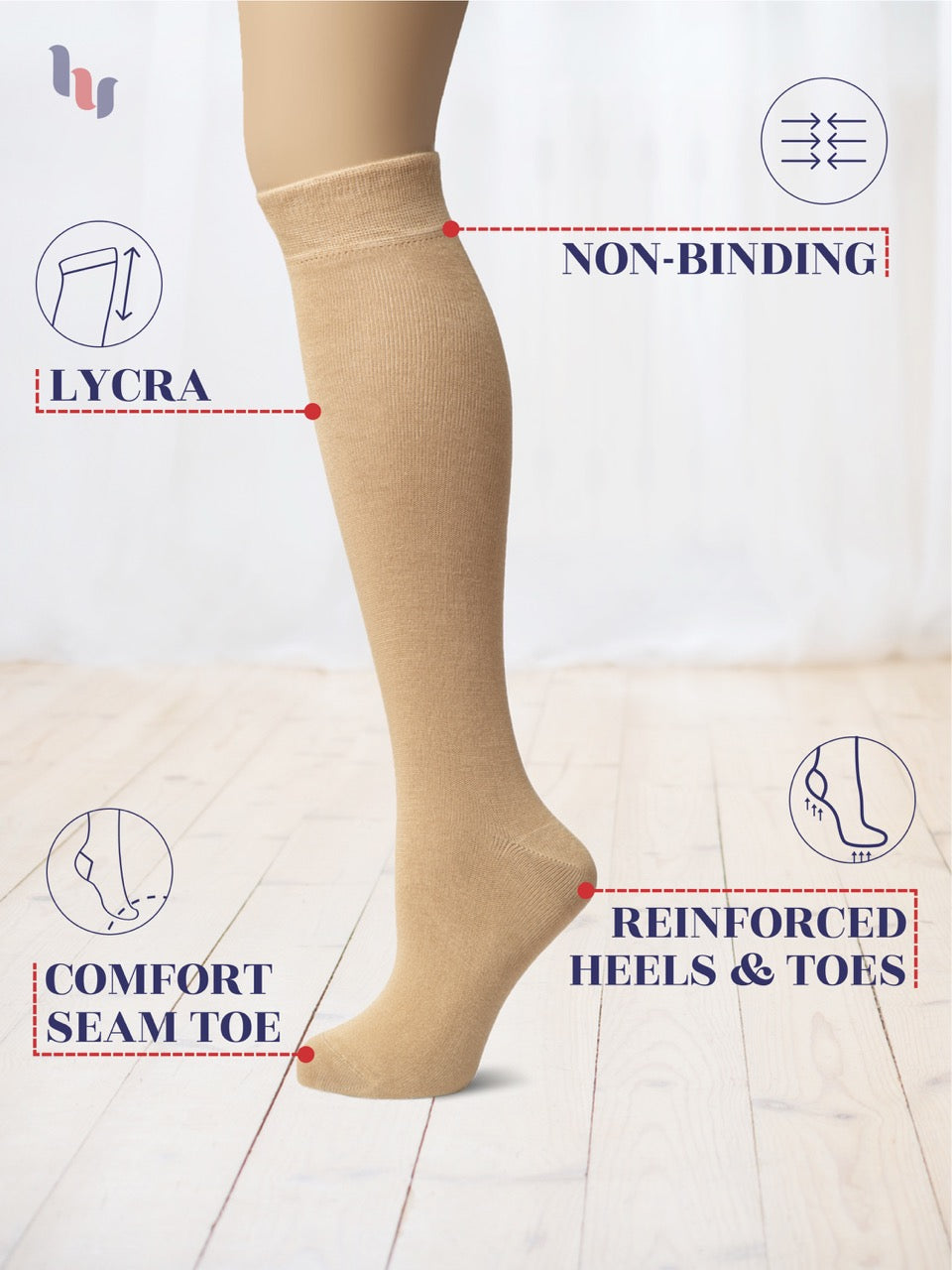Knee-High Bamboo Dress Socks for Women, 4 Pairs