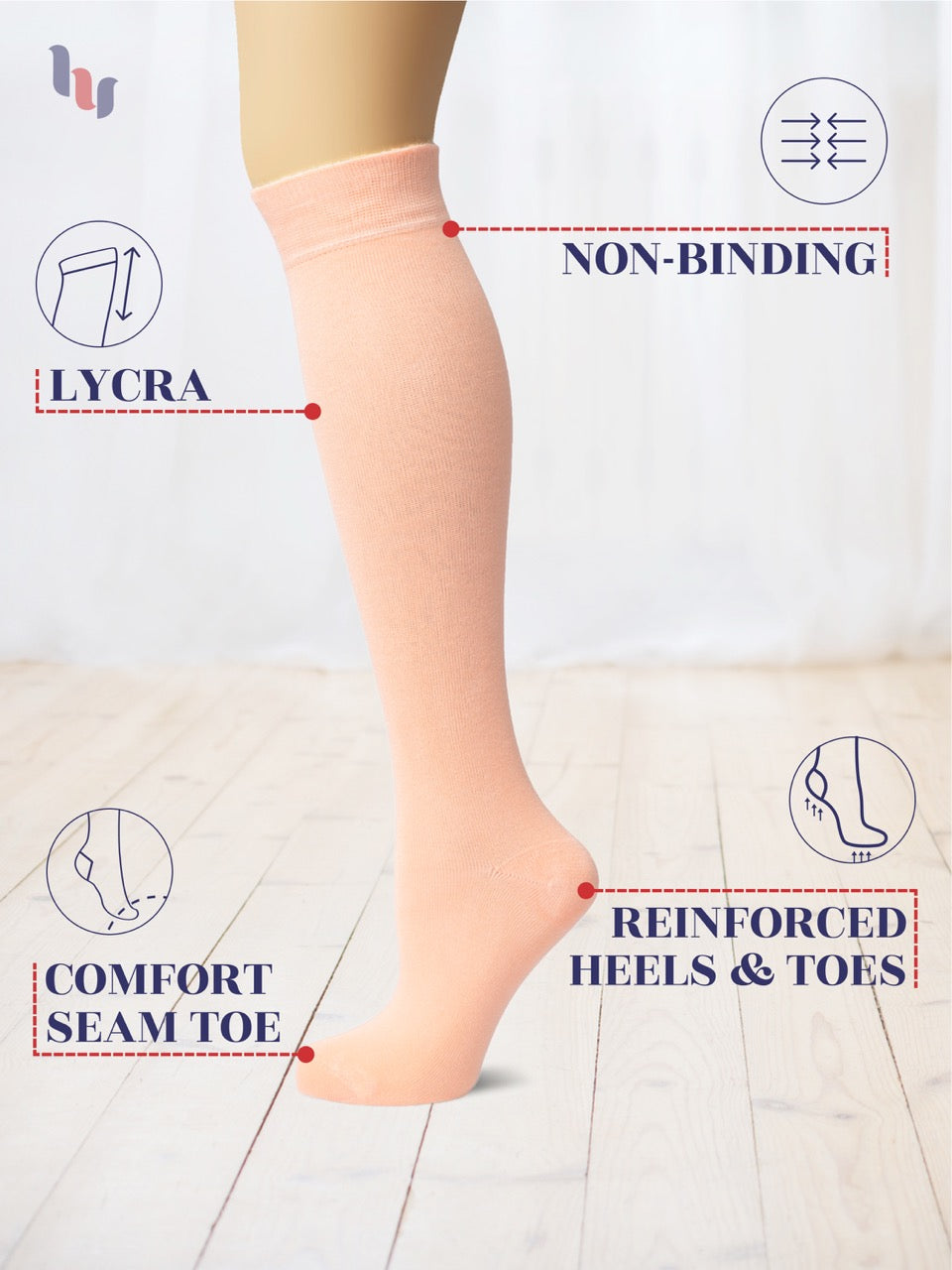 Knee-High Bamboo Dress Socks for Women, 4 Pairs
