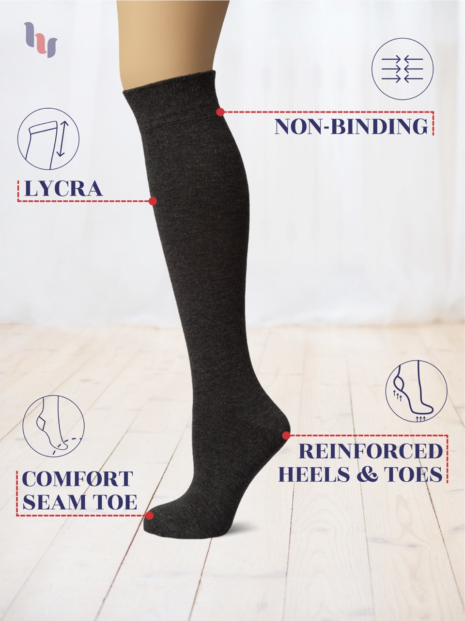 Knee-High Bamboo Dress Socks for Women, 4 Pairs