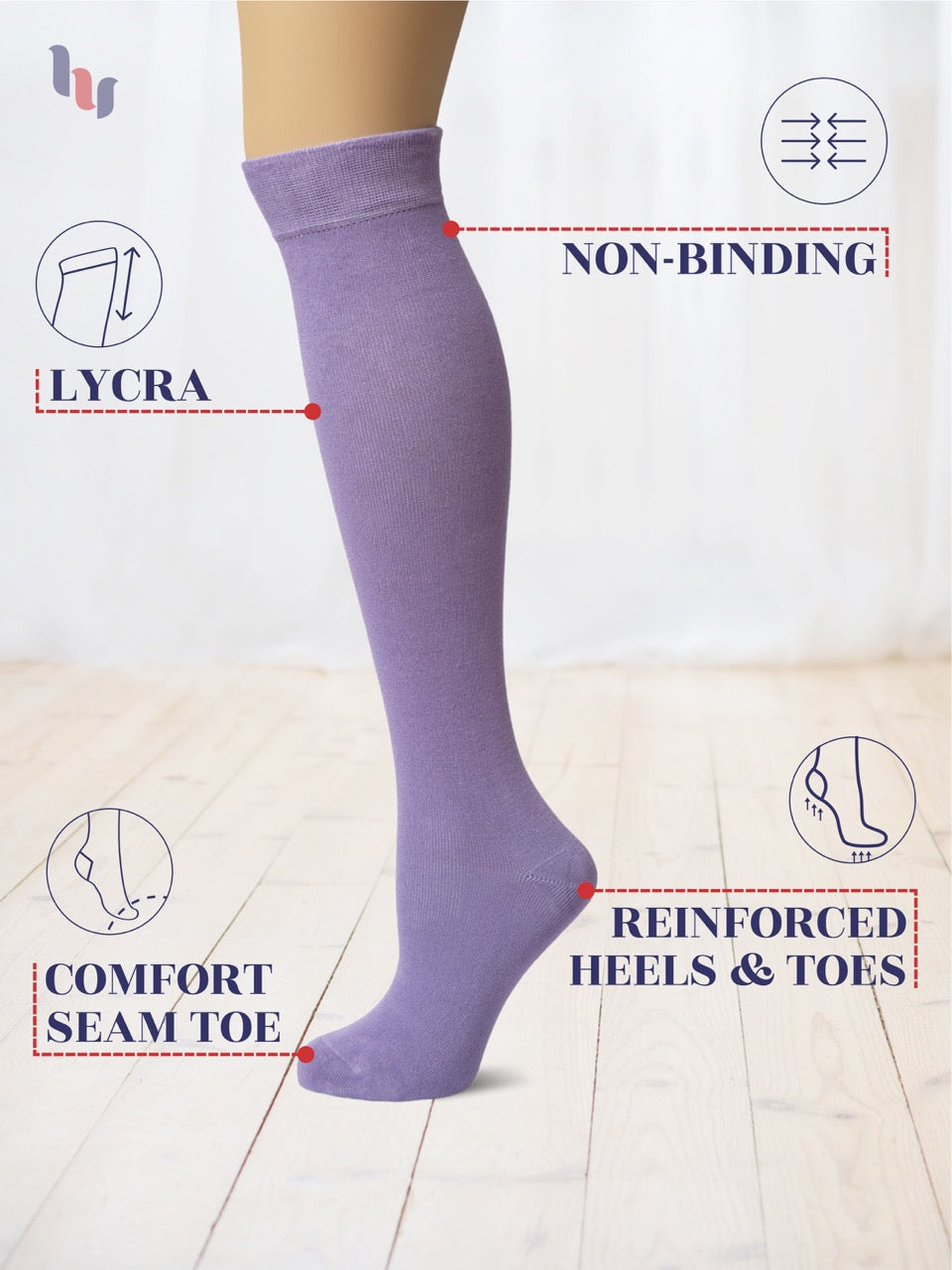 Knee-High Bamboo Dress Socks for Women, 4 Pairs